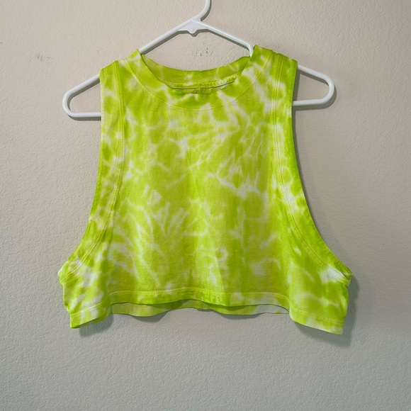 Lululemon All Yours Cropped Cotton Tank Top Tie Dye Green - Picture 3 of 6